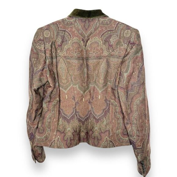 RALPH LAUREN Black Label Jacquard Print Jacket Blazer with Velvet Collar Size 10 - Picture 6 of 11